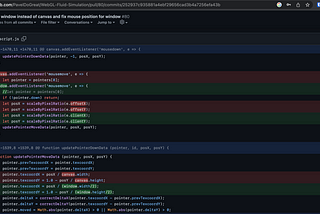 Screenshot of edits made to code on github
