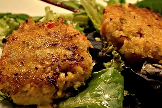 Deviled Crab Cakes on Mixed Greens with Ginger-Citrus Vinaigrette — Side Dish