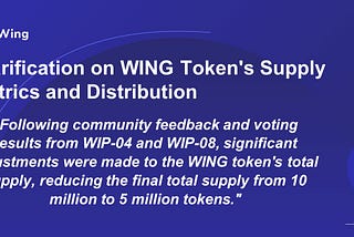 Clarification on WING Token’s Supply Metrics and Distribution