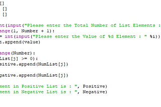Python Program to Put Positive and Negative Numbers in Separate Lists