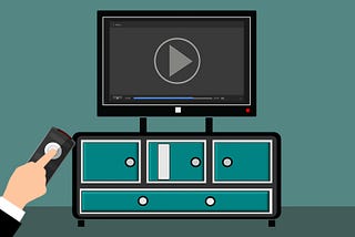 Cartoon of a TV about to hit play on a streamed program