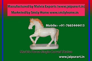 Malvia Exports — Buy now White And Orange Marble Horse Single Carved Statue