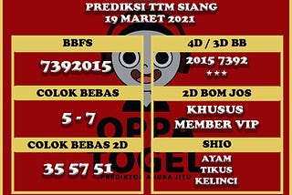 Bocoran Angka Main Jitu #TTM SIANG Hari ini 19 maret 2021