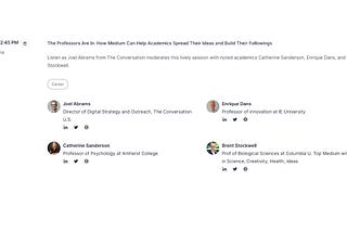 Medium Day panel schedule