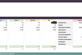 Screenshot of my retirement plan in Google Sheets