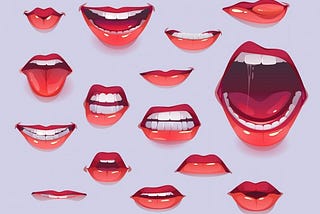 Várias bocas de mulheres mostrando os dentes.