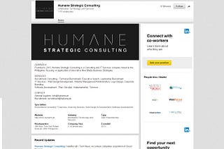 Humane Strategic Consulting LinkedIn Company Page