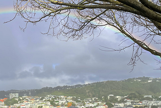 Rainbow over hills