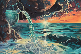I used AI from words in this article to create an image for Pluto in Aquarius. I based it on the style of midcentury Sci Fi novels.