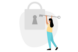An illustration of a woman opening a lock