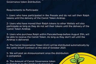 Official Announcement Carrot Governance Token (CRRT)Airdrop