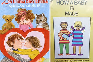 A children-friendly book that talks about childbirth, sex, and contraception, written by P. H. Knudsen and Per Holm Knudsen.