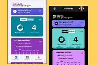 Caso de UI: Goals tracker app, inspirada y tomando como base el design system de IOS