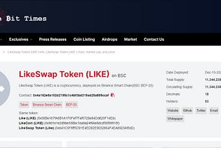 🎉LikeSwap (LIKE) is Now Listed On The Bit Times
👉Link: https://thebittimes.com/token-LIKE-BSC-0x4a