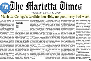 Marietta College’s terrible, horrible, no good, very bad week