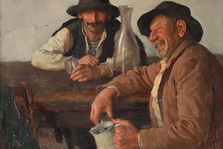That’s a painting of me and my bro, slowly getting drunk on a Friday night.