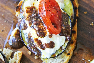 Burrata and Eggplant Crostini