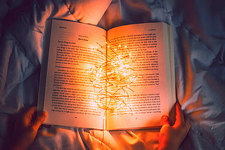 Image of book with lights in it