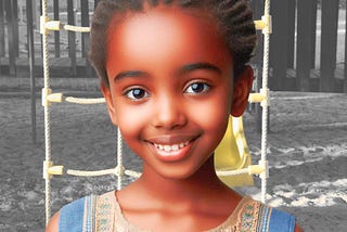 A smiling African girl in a playground.