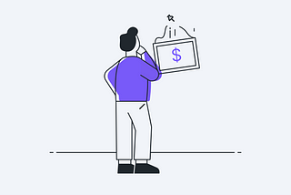 An illustration of a man looking at a picture frame with a dollar sign inside