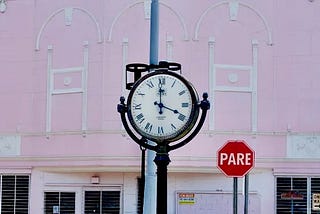 Clock in front of cinema façade, Fajardo, Puerto Rico, 2023