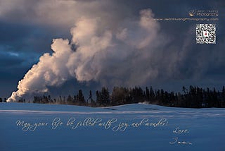 Holiday-Greetings-with-Image-of-Old-Faithful-Geyser-First-Light-of-the-Day-Yellowstone-National-Park-USA-Copyright-Jean-Huang-Photography.jpg