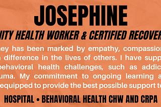 New Yorkers in Behavioral Health — Josephine: Behavioral Health Community Health Worker and…