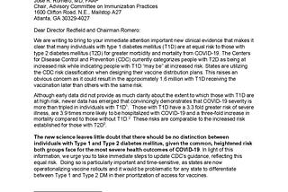 Charlie Baker’s administration continues to exclude type 1 diabetes from priority vaccination list…