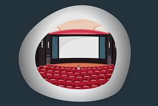 Illustration of person sitting in a movie theater alone