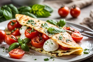 Caprese Tomato Basil Egg White Omelette Recipe