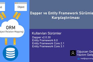 Dapper ve Entity Framework ORM araçlarının karşıla