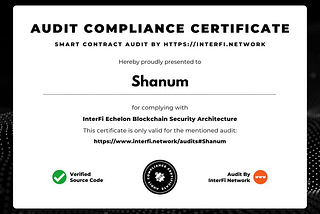 Shanum Has Passed Receiving Certificate From Interfi Network