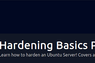 Hardening Basics Part 1 TryHackme