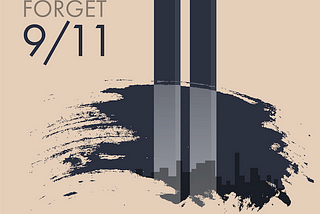 9/11 Never Forget with image of World Trade Center Towers