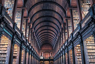 Rows of thousands of books with an arched ceiling. Possibly what heaven looks like.