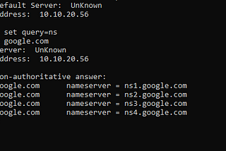 CMD Prompt with the output of nslookup command