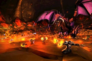 Screenshot of players fighting a WoW raid boss