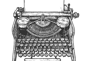 A drawing of an antique typewriter looking all old and shit