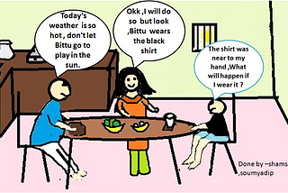 COMICS -WHY ONE SHOULD NOT WEAR BLACK SHIRT IN SUMMER .