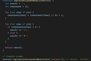 Coding: Replace Unique Character with # and Duplicate Character with * in a String in JavaScript