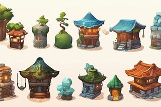 Iterations of a nature building for a game