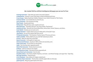100 Free AI-Powered Creativity Tools on 1 Site! What is BoredHumans?