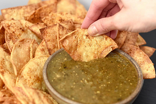 CBD Superfood Salsa Verde and Homemade Tortilla Chips