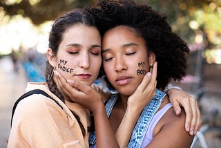 Women protesting together for their rights