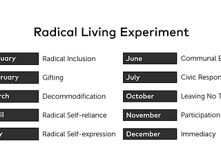 Radical Living: A Year-long Experiment