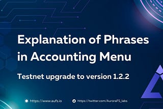 Explanation of Phrases in Testnet Accounting Menu