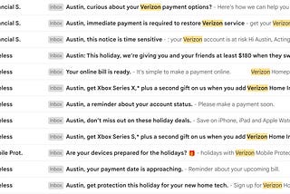 Verizon, how will you Spam my busted email cuz I’m 1 Factor Poor?