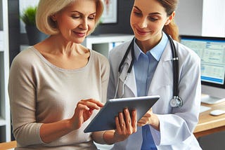 A patient checking her medical information