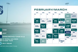 Mariners Announce 2025 Spring Training Home Game Times at Peoria Stadium