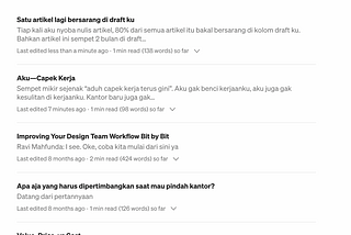 Satu artikel lagi bersarang di draft ku